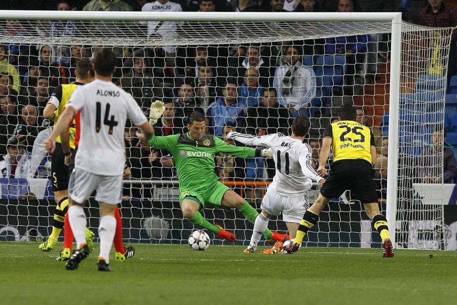 Si sblocca anche la gara di Madrid: Gareth Bale firma l’1-0 del Real. Epa 